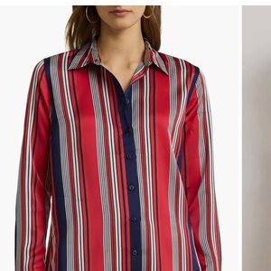 Lauren by Ralph Lauren Jamelko Stripe Long Sleeve Shirt Sz Sm